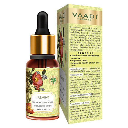Vaadi Jasmine Essential Oil - Nourishes Dry & Damaged Hair, Improves Sleep, 10 ml  