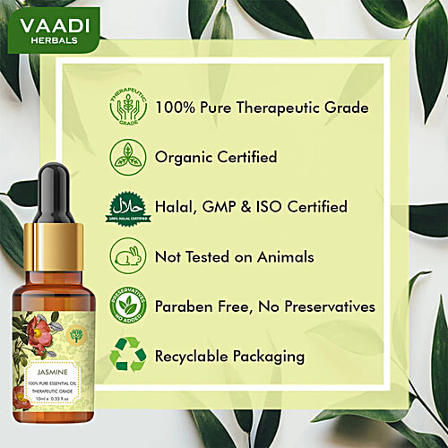Vaadi Jasmine Essential Oil - Nourishes Dry & Damaged Hair, Improves Sleep, 10 ml  