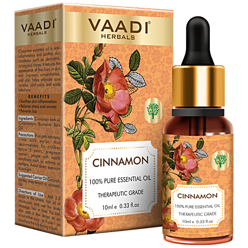 Vaadi Cinnamon Essential Oil - Soothes Skin Inflammation, Relieves Stress & Anxiety, 10 ml