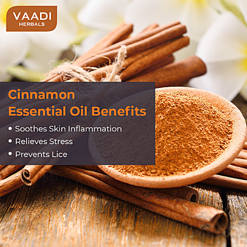 Vaadi Cinnamon Essential Oil - Soothes Skin Inflammation, Relieves Stress & Anxiety, 10 ml