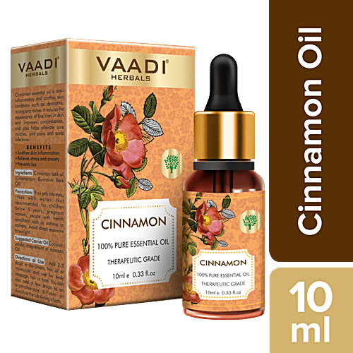 Vaadi Cinnamon Essential Oil - Soothes Skin Inflammation, Relieves Stress & Anxiety, 10 ml