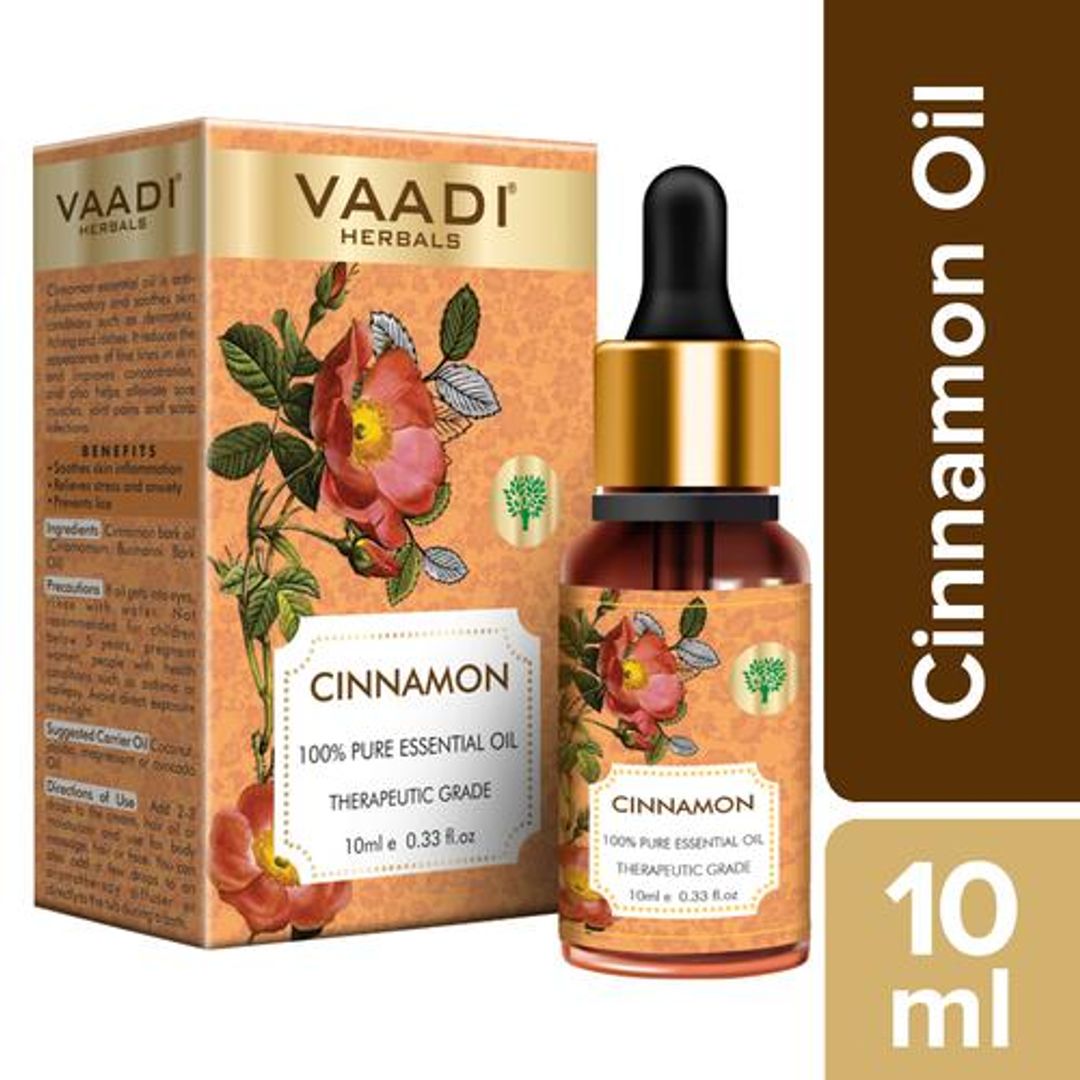 Vaadi Cinnamon Essential Oil - Soothes Skin Inflammation, Relieves Stress & Anxiety, 10 ml 