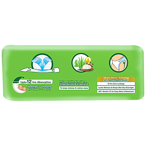 Dabur Baby Diapers - Natural Skin Protection, Insta-Absorb Technology, 12 Hrs Leakage Prevention, Large Size, 32 pcs  