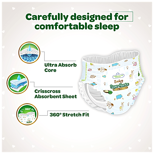 Dabur Baby Diapers - Natural Skin Protection, Insta-Absorb Technology, 12 Hrs Leakage Prevention, Large Size, 32 pcs  
