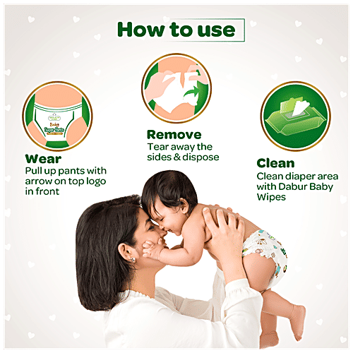 Dabur Baby Diapers - Natural Skin Protection, Insta-Absorb Technology, 12 Hrs Leakage Prevention, Large Size, 32 pcs  