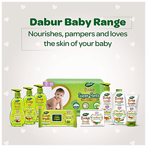 Dabur Baby Diapers - Natural Skin Protection, Insta-Absorb Technology, 12 Hrs Leakage Prevention, Large Size, 32 pcs  