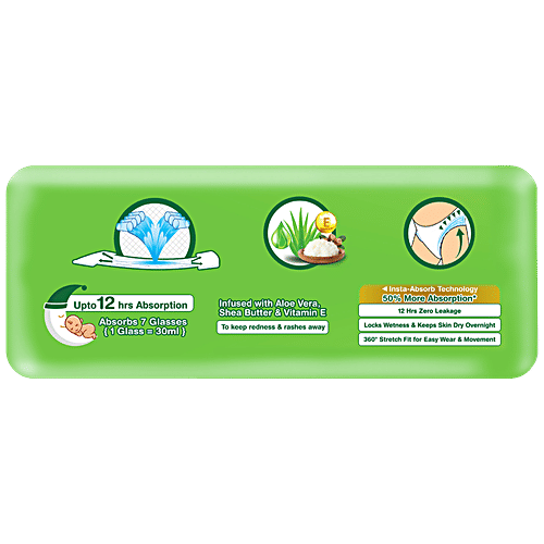 Dabur Baby Diapers - Natural Skin Protection, Insta-Absorb Technology, 12 Hrs Leakage Prevention, Small Size,, 42 pcs  