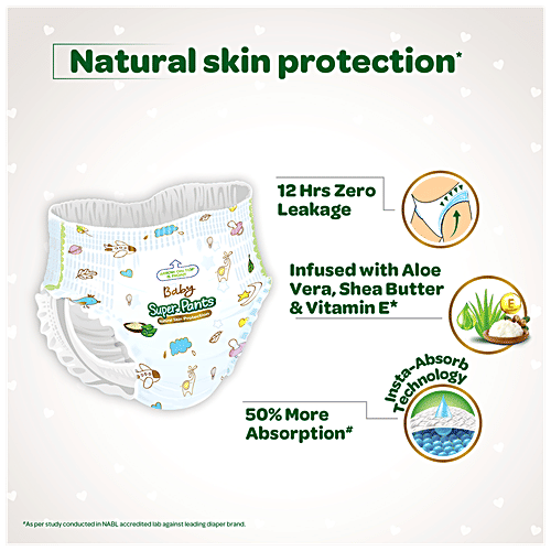 Dabur Baby Diapers - Natural Skin Protection, Insta-Absorb Technology, 12 Hrs Leakage Prevention, Small Size,, 42 pcs  