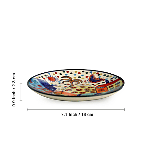ExclusiveLane Ceramic Dinner Set - Quarter Plates, With Katoris, Hut Dining' Hand-painted, 12 pcs  