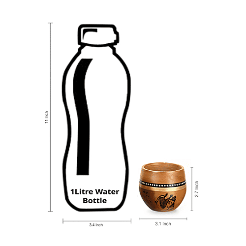 ExclusiveLane Kulhads - Hand-Painted In Terracotta, New-Old World Charms' Warli, 220 ml (Set of 4)