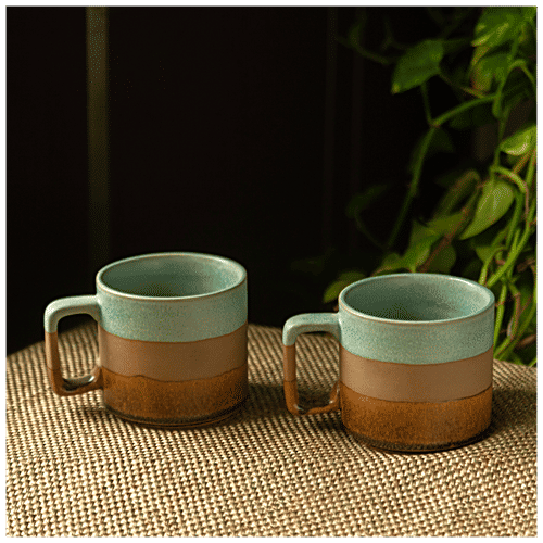 Buy ExclusiveLane Ceramic Tea & Coffee Mugs Mint Chocolate, Hand Glazed Studio Pottery