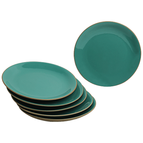 Buy ExclusiveLane Ceramic Dinner Plates Earthen Turquoise, Hand