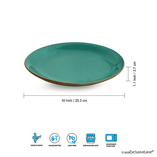 Buy ExclusiveLane Ceramic Dinner Plates Earthen Turquoise, Hand