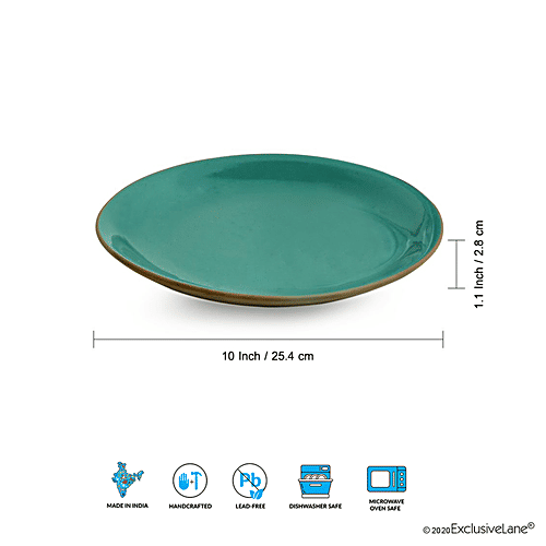 Buy ExclusiveLane Ceramic Dinner Plates Earthen Turquoise, Hand