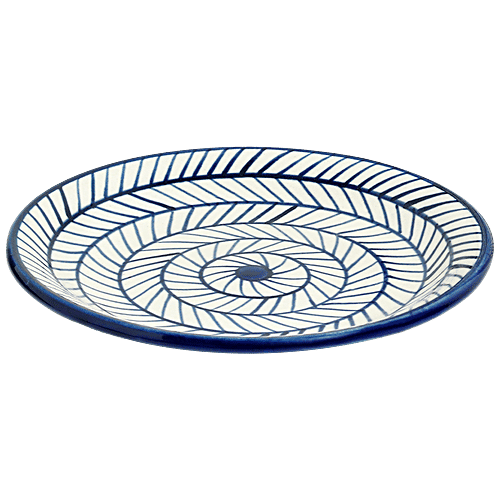 Buy ExclusiveLane Ceramic Side/Quarter Plates Indigo Chevron, Hand