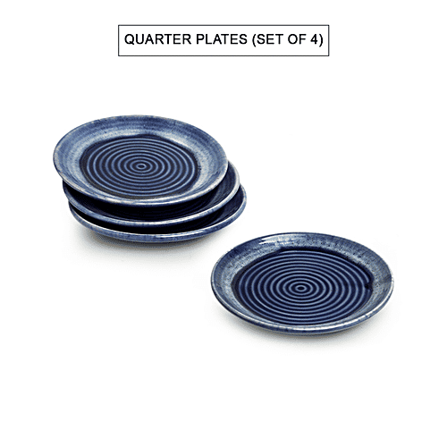 Buy ExclusiveLane Ceramic Dinner Set Sapphire Swirl, Hand Glazed