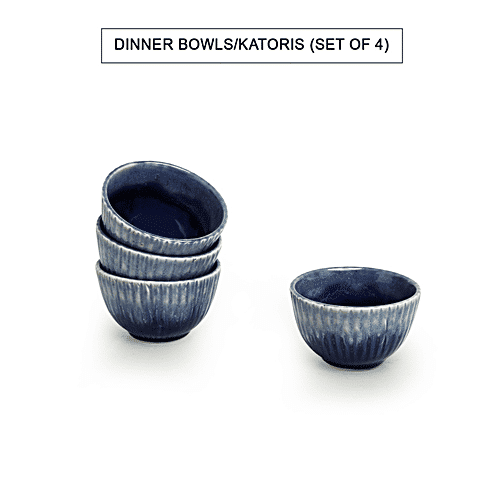 Buy ExclusiveLane Ceramic Dinner Set Sapphire Swirl, Hand Glazed