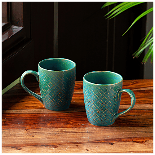 Buy ExclusiveLane Ceramic Coffee Mugs Moroccan Turquoise, Hand Glazed