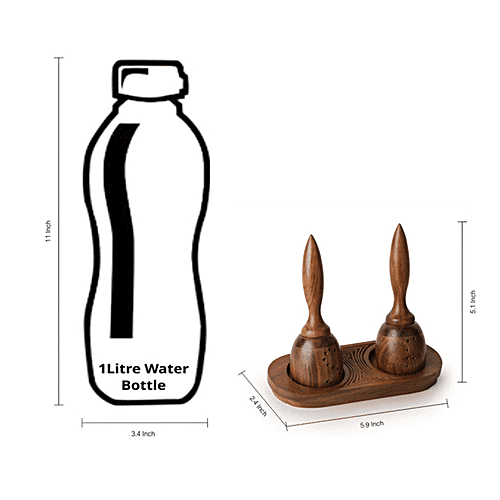 ExclusiveLane Unique Slanting Salt & Pepper Shaker With Tray In Sheesham Wood - Elegant Design, 40 ml (Set of 2) 