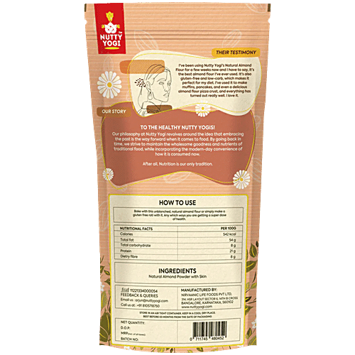 Nutty Yogi Almond Flour With Skin - Rich In Vitamin, Fibre & Calcium, Keto Friendly, No Preservatives, 300 g Pouch Keto Friendly
Rich in Calcium
High Dietary Fibre
Source of Vitamin E
