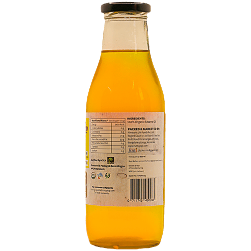 Nutty Yogi Cold Pressed Sesame Oil - Organic, Rich In Antioxidants, Chemical Free, 500 g Bottle Organic
Rich in Antioxidants
Chemical Free