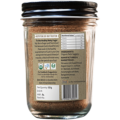 Nutty Yogi Palm Jaggery - Natural Sweetener, Rich In Fibre & Minerals, No Preservatives, 125 g  Rich Source of Fibre
 Thermogenic & Low Glycemic