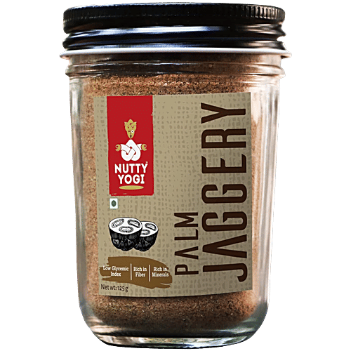 Nutty Yogi Palm Jaggery - Natural Sweetener, Rich In Fibre & Minerals, No Preservatives, 125 g  Rich Source of Fibre
 Thermogenic & Low Glycemic