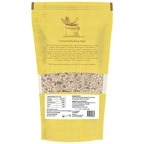 Nutty Yogi Organic Five Lentil Mix - Rich In Protein & Iron, Gluten Free, 500 g Pouch 