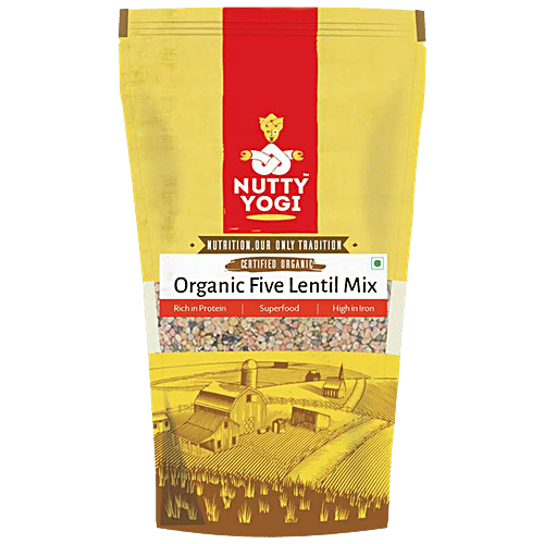Nutty Yogi Organic Five Lentil Mix - Rich In Protein & Iron, Gluten Free, 500 g Pouch 