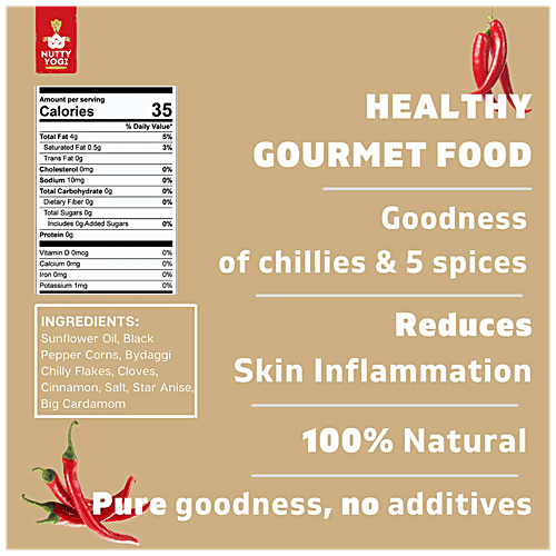 Nutty Yogi Chilli Oil - Rich In Nutrition, Pure & Natural, Reduces Skin Inflammation, No Additives, 100 ml Bottle