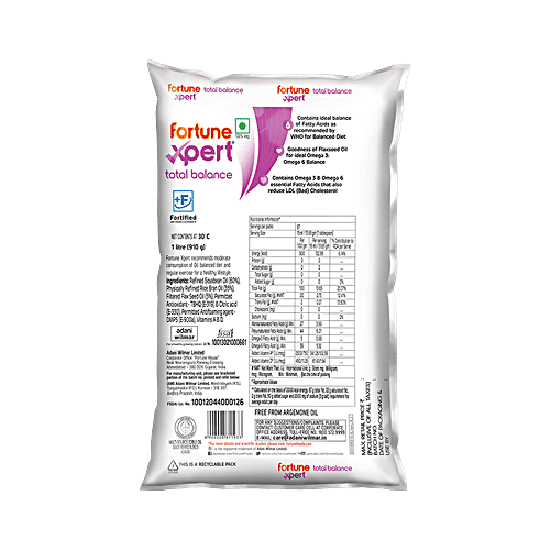 Fortune Xpert Total Balance Edible Oil, 1 L Pouch 