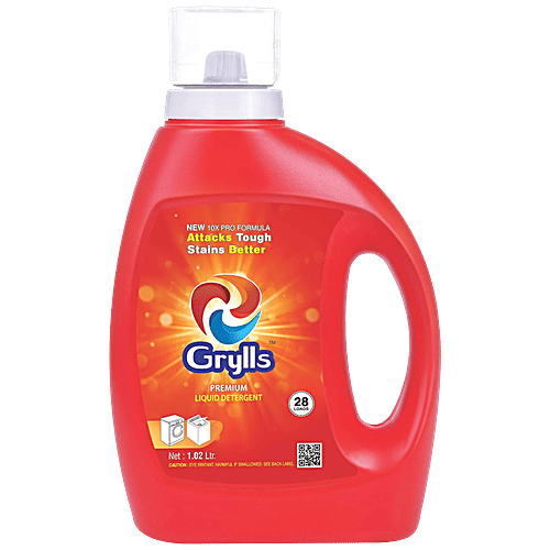 Grylls Premium Liquid Detergent - Fights Tough Stains, Refreshing Fragrance, 1.02 L