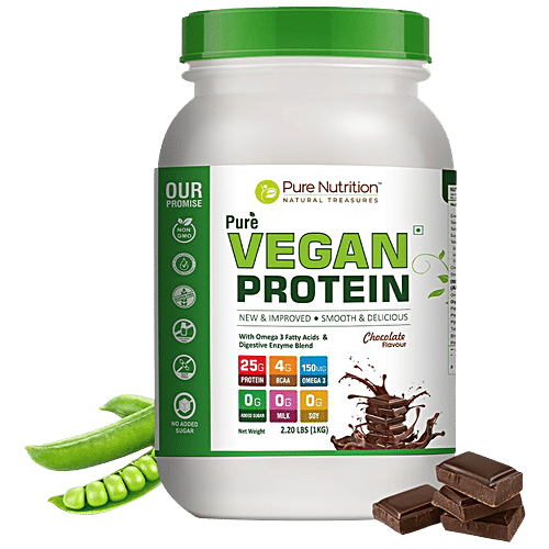 Pure Nutrition  Pure Nutrition Pure Vegan Protein Powder With Chocolate Flavour For Men And Women For Good Muscles, 1 kg  