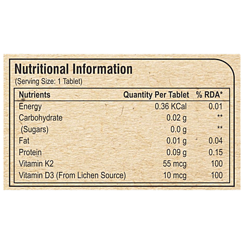Pure Nutrition  Vitamin D3 Tablets - Support Bone & Joint Health, Helps Boost Immunity, Cholecalcified & Menaquine, 90 pcs  