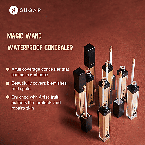 Sugar Cosmetics Magic Wand Waterproof Concealer - Medium, Warm Undertone, Blurs Marks, 8.4 g 30 Chococcino 
