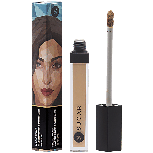 Sugar Cosmetics Magic Wand Waterproof Concealer - Medium Beige, Warm Undertone, Blurs Marks, 8.4 g 40 Breve 
