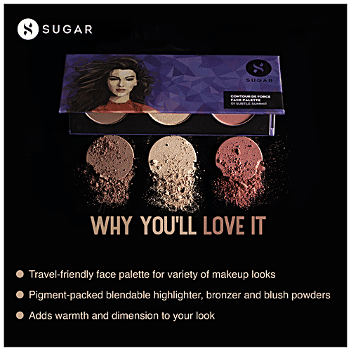 Sugar Cosmetics Contour De Force Face Palette - Light-Weight, Highly Pigmented, Long Lasting, 12.5 g 02 Vivid Victory