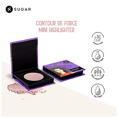 Sugar Cosmetics Contour De Force Mini Highlighter - Rosey Taupe, Highly Pigmented, Long Lasting, 4 g 04 Royal Rose 