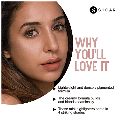 Sugar Cosmetics Contour De Force Mini Highlighter - Rosey Taupe, Highly Pigmented, Long Lasting, 4 g 04 Royal Rose 