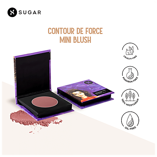 Sugar Cosmetics Contour De Force Mini Blush - Highly Pigmented, Long Lasting, 4 g 03 Mauve Marvel/Plum 