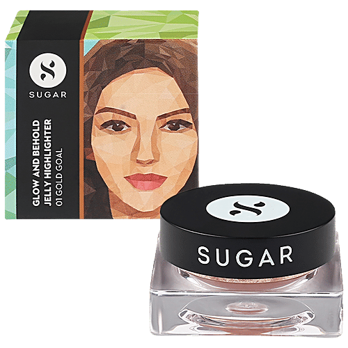 Sugar Cosmetics Glow & Behold Jelly Highlighter - Warm Champagne Gold, Water Based Formula, Intensely Pigmented, 3 g 01 Gold Goal