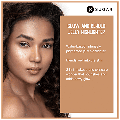 Sugar Cosmetics Glow & Behold Jelly Highlighter - Warm Champagne Gold, Water Based Formula, Intensely Pigmented, 3 g 01 Gold Goal
