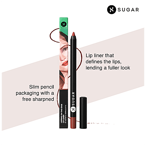 Sugar Cosmetics Lipping On The Edge Lip Liner - Smear-proof, Water-resistant, 1.2 g 01 Taffeta Terracotta