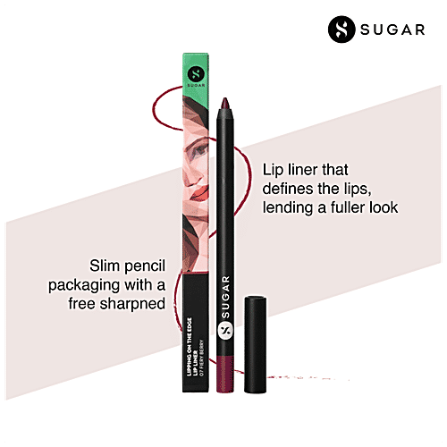 Sugar Cosmetics Lipping On The Edge Lip Liner - Smear-proof & Water-resistant, 1.2 g 07 Fiery Berry 