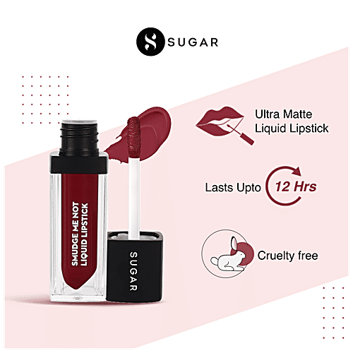 Sugar Cosmetics Smudge Me Not Liquid Lipstick - Long Lasting, Burgundy Red, 4.5 g 51 Fine Wine 