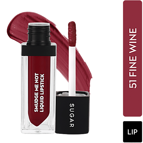 Sugar Cosmetics Smudge Me Not Liquid Lipstick - Long Lasting, Burgundy Red, 4.5 g 51 Fine Wine 