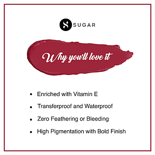 Sugar Cosmetics Smudge Me Not Liquid Lipstick - Long Lasting, Burgundy Red, 4.5 g 51 Fine Wine 