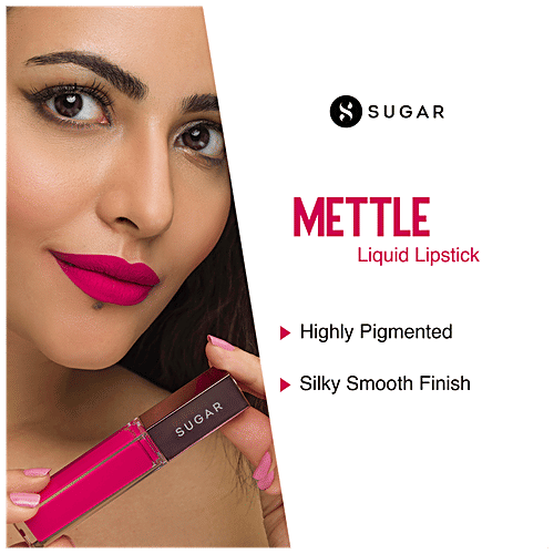 Sugar Cosmetics Mettle Liquid Lipstick - Bright Magenta With Red Undertones, Highly Pigmented, Long Lasting, 7 g 12 Talitha 