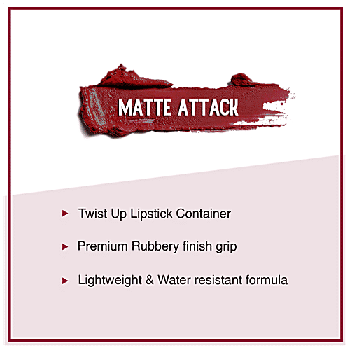 Sugar Cosmetics Matte Attack Transferproof Lipstick - Dark Red, Highly Pigmented, Long Lasting, 2 g 04 Maroon Vibe