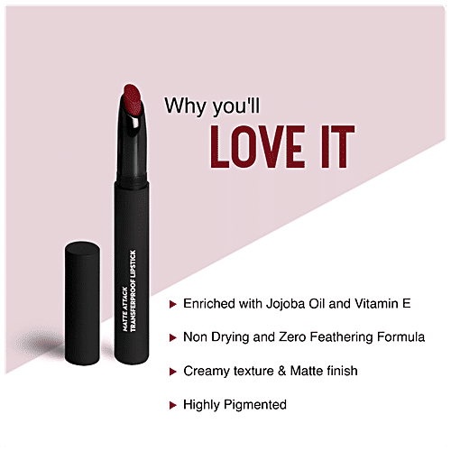 Sugar Cosmetics Matte Attack Transferproof Lipstick - Dark Red, Highly Pigmented, Long Lasting, 2 g 04 Maroon Vibe